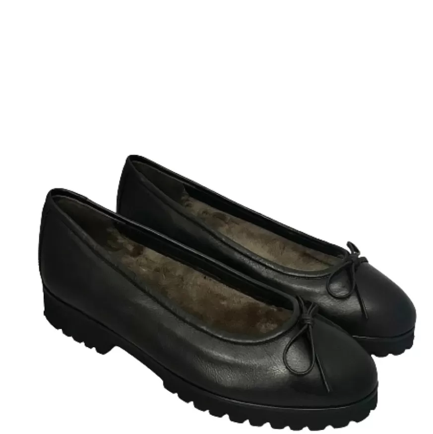 Donna CAMARRI CALZATURE Scarpe Donna | Ballerina In Pelle Nera Foderata Di Agnello