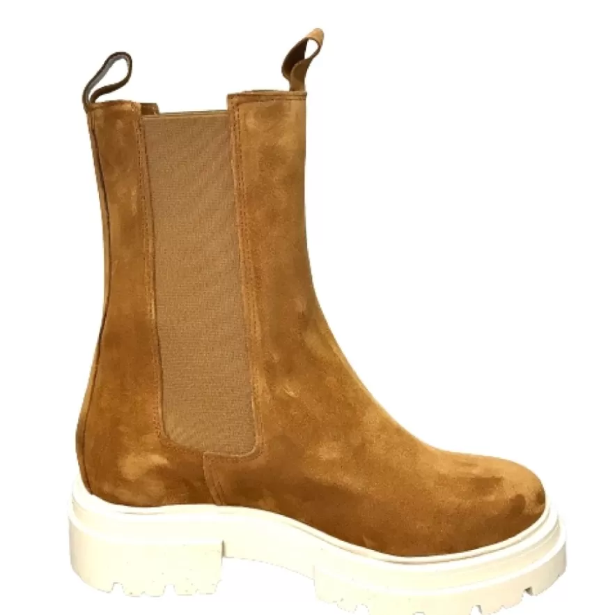 Donna CAMARRI CALZATURE Scarpe Donna | Beatles In Camoscio Cuoio Fondo Panna