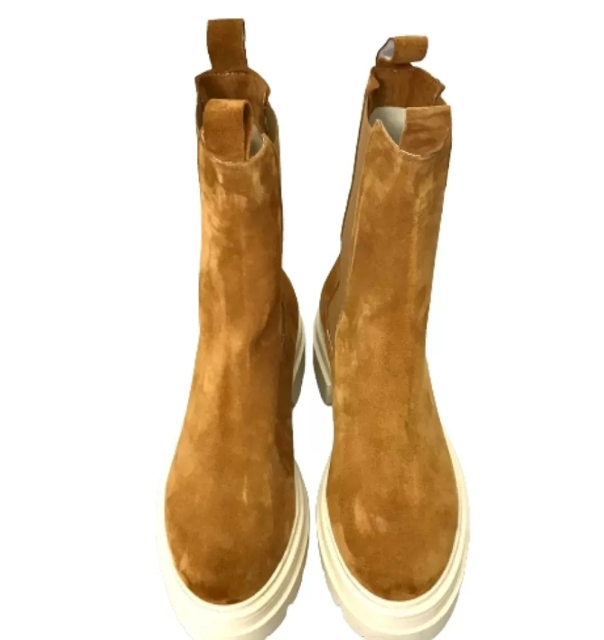 Donna CAMARRI CALZATURE Scarpe Donna | Beatles In Camoscio Cuoio Fondo Panna