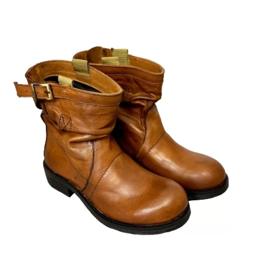 Donna CAMARRI CALZATURE Scarpe Donna | Biker Basso Artigianale In Pelle Tuffata Cuoio