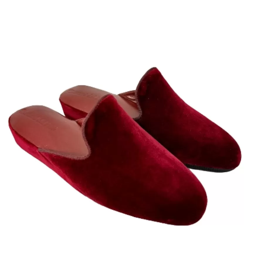 Donna CAMARRI CALZATURE Scarpe Donna | Ciabatta / Scendiletto In Pelle Velluto Bordeaux