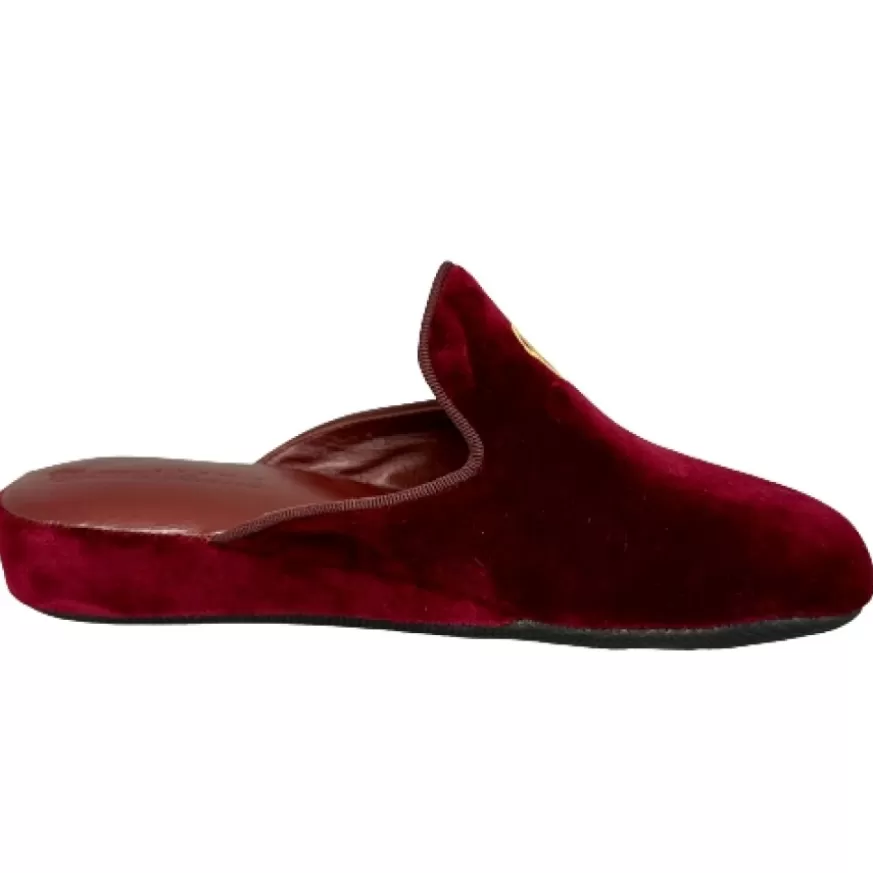 Donna CAMARRI CALZATURE Scarpe Donna | Ciabatta / Scendiletto In Pelle Velluto Bordeaux Con Iniziali Personalizzate