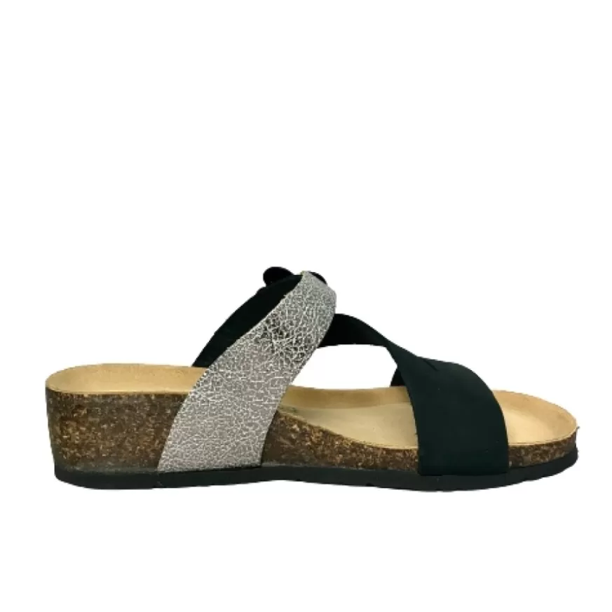 Donna CAMARRI CALZATURE Scarpe Donna | Ciabatta Bionatura Nera E Argento