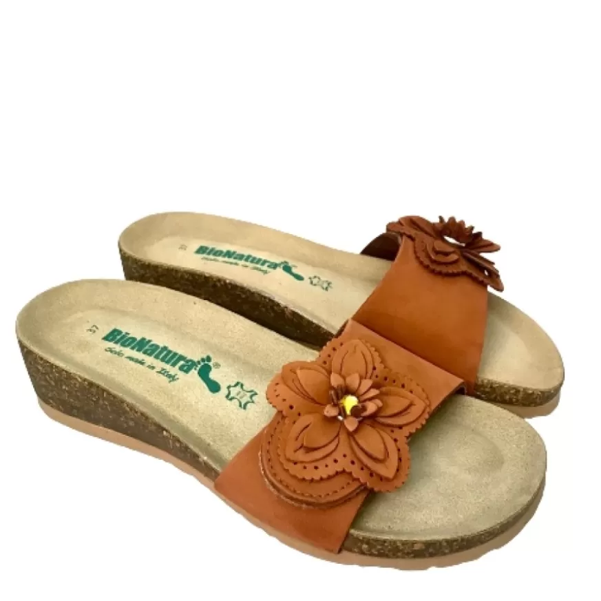 Donna CAMARRI CALZATURE Scarpe Donna | Ciabatta Bionatura Strappo Con Fiore Ruggine