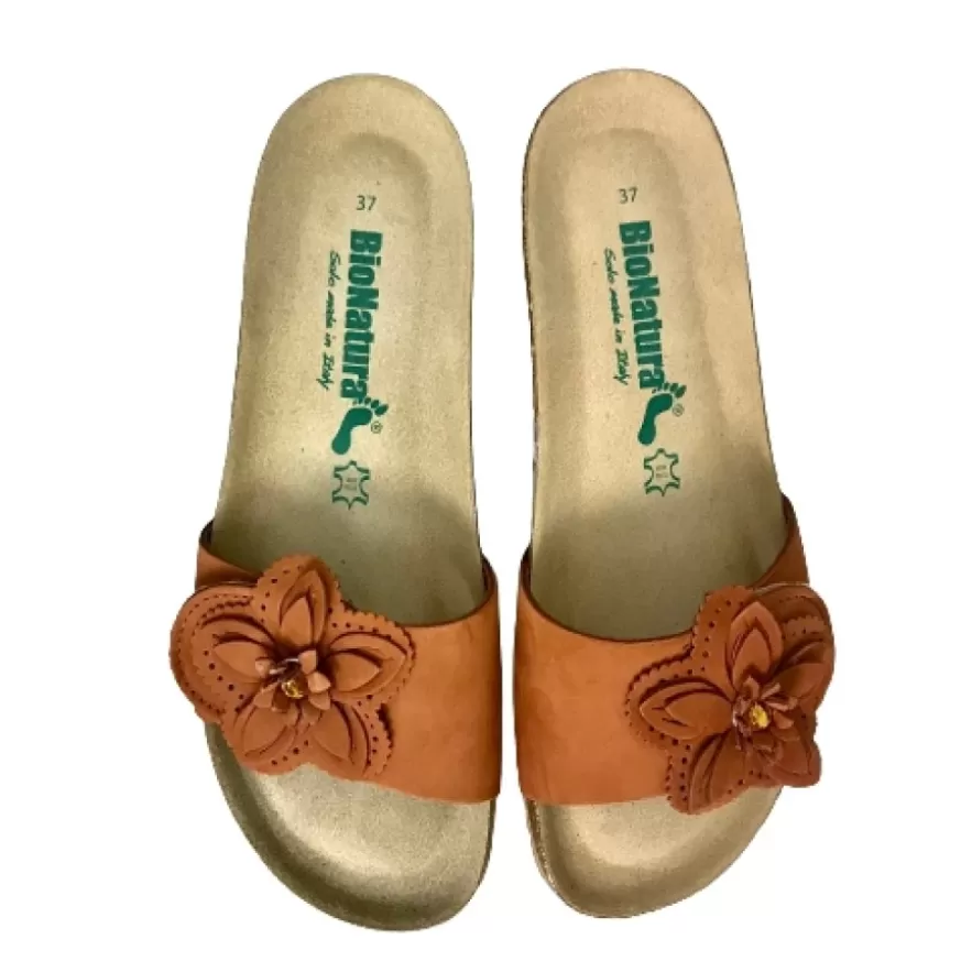 Donna CAMARRI CALZATURE Scarpe Donna | Ciabatta Bionatura Strappo Con Fiore Ruggine