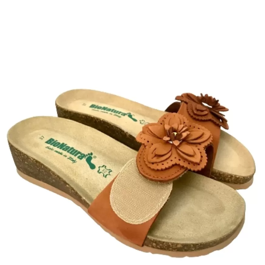 Donna CAMARRI CALZATURE Scarpe Donna | Ciabatta Bionatura Strappo Con Fiore Ruggine