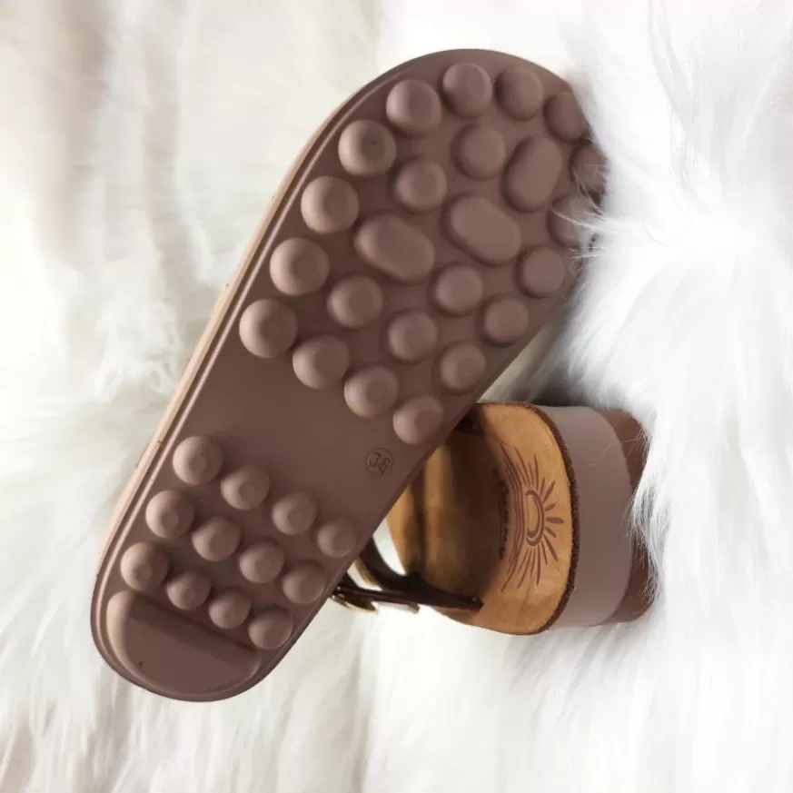 Donna CAMARRI CALZATURE Scarpe Donna | Ciabatta Doppia Fibbia In Pelle Cocco Cognac