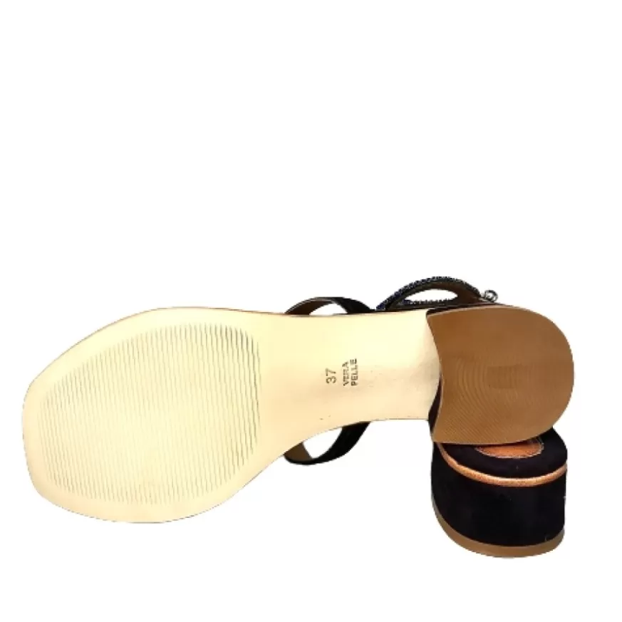 Donna CAMARRI CALZATURE Scarpe Donna | Ciabatta Gioiello In Camoscio Blu Notte