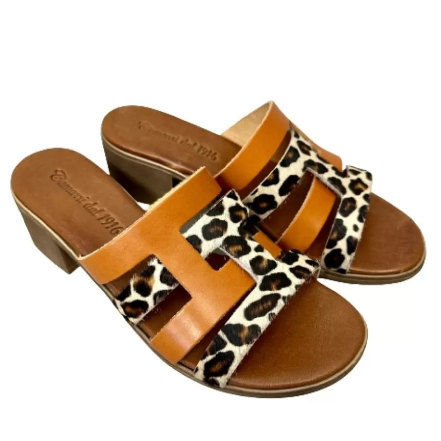 Donna CAMARRI CALZATURE Scarpe Donna | Ciabatta In Cavallino E Pelle Cognac Mod. Hermes
