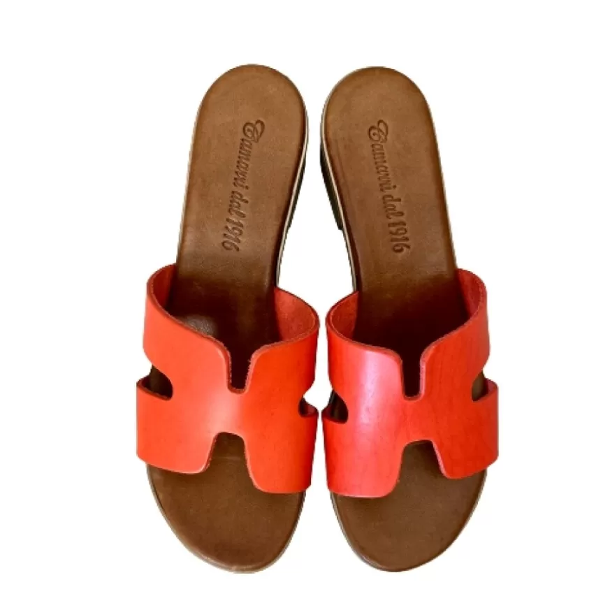 Donna CAMARRI CALZATURE Scarpe Donna | Ciabatta In Pelle Rossa Mod. Hermes