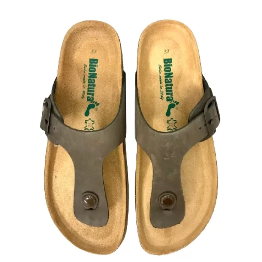 Donna CAMARRI CALZATURE Scarpe Donna | Ciabatta Infradito In Pelle Bionatura Testa Di Moro