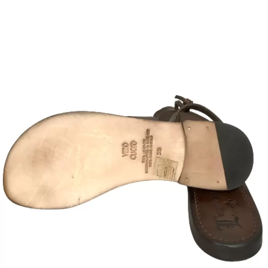 Donna CAMARRI CALZATURE Scarpe Donna | Ciabatta Infradito In Pelle Testa Di Moro Mod. 6247