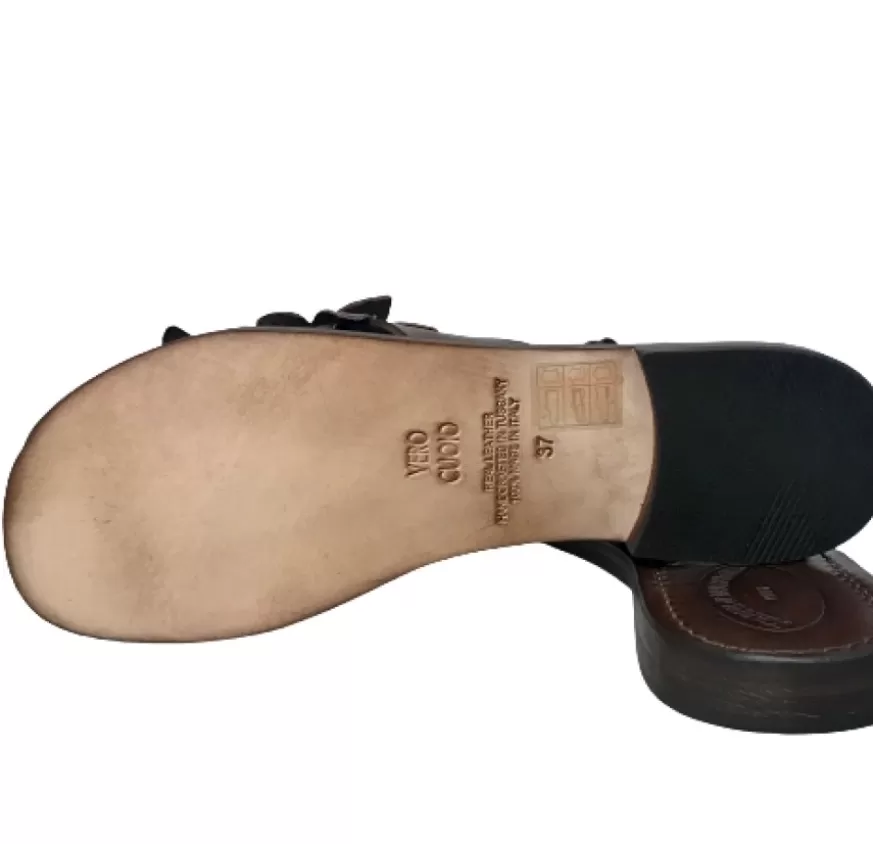 Donna CAMARRI CALZATURE Scarpe Donna | Ciabatta Infradito In Pelle Testa Di Moro Mod. Fabiola