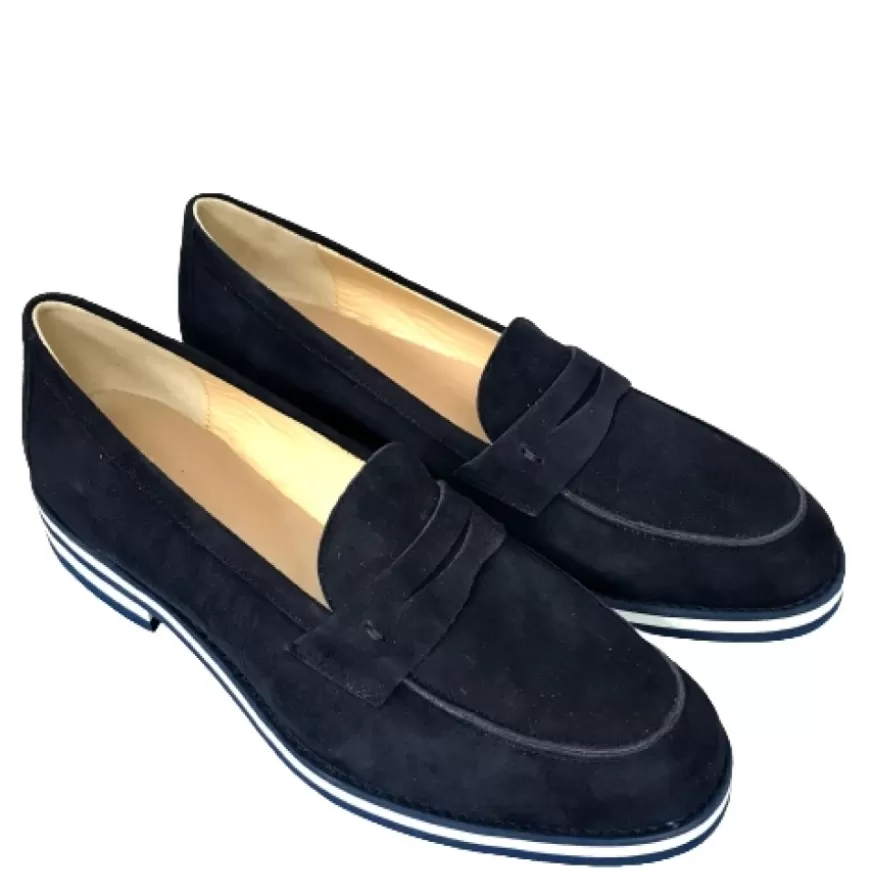Donna CAMARRI CALZATURE Scarpe Donna | Mocassino Artigianale In Camoscio Blu