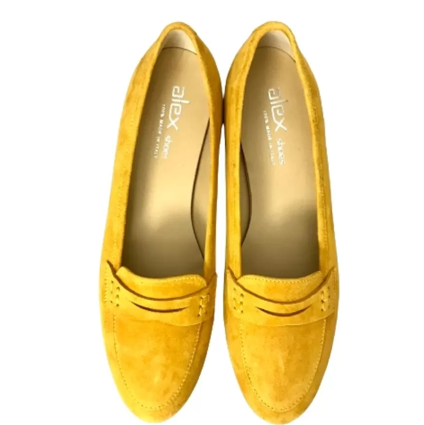 Donna CAMARRI CALZATURE Scarpe Donna | Mocassino Artigianale In Camoscio Giallo