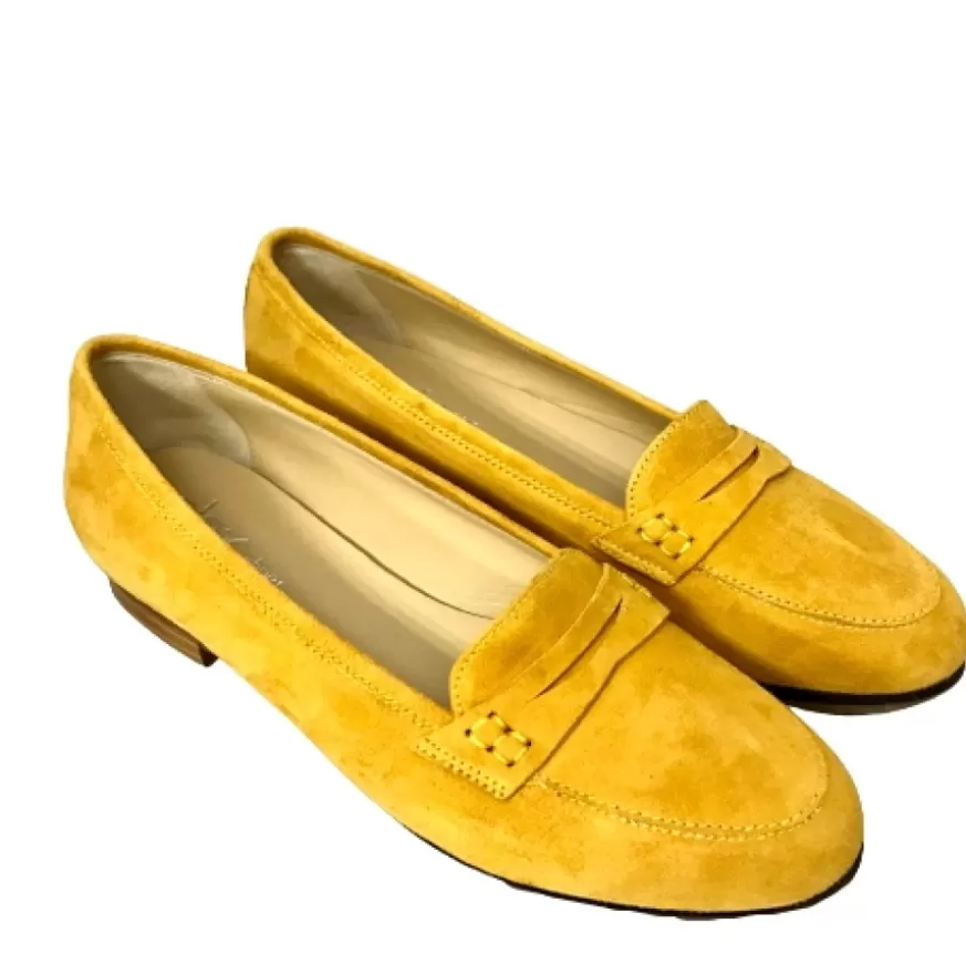 Donna CAMARRI CALZATURE Scarpe Donna | Mocassino Artigianale In Camoscio Giallo