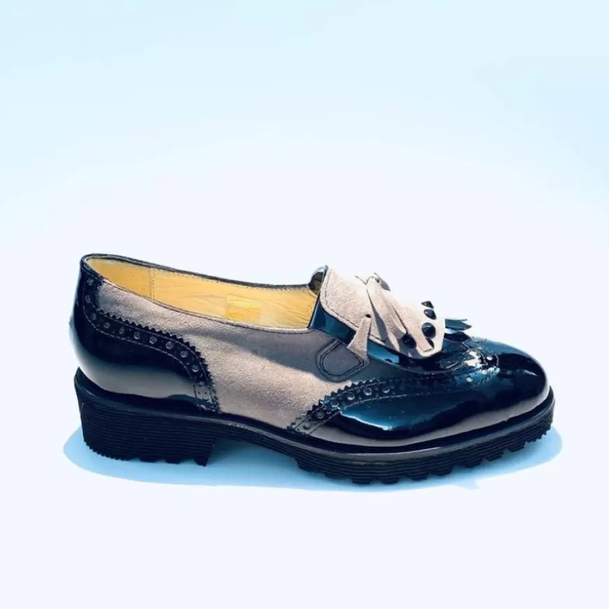 Donna CAMARRI CALZATURE Scarpe Donna | Mocassino Bicolore Taupe/Nero