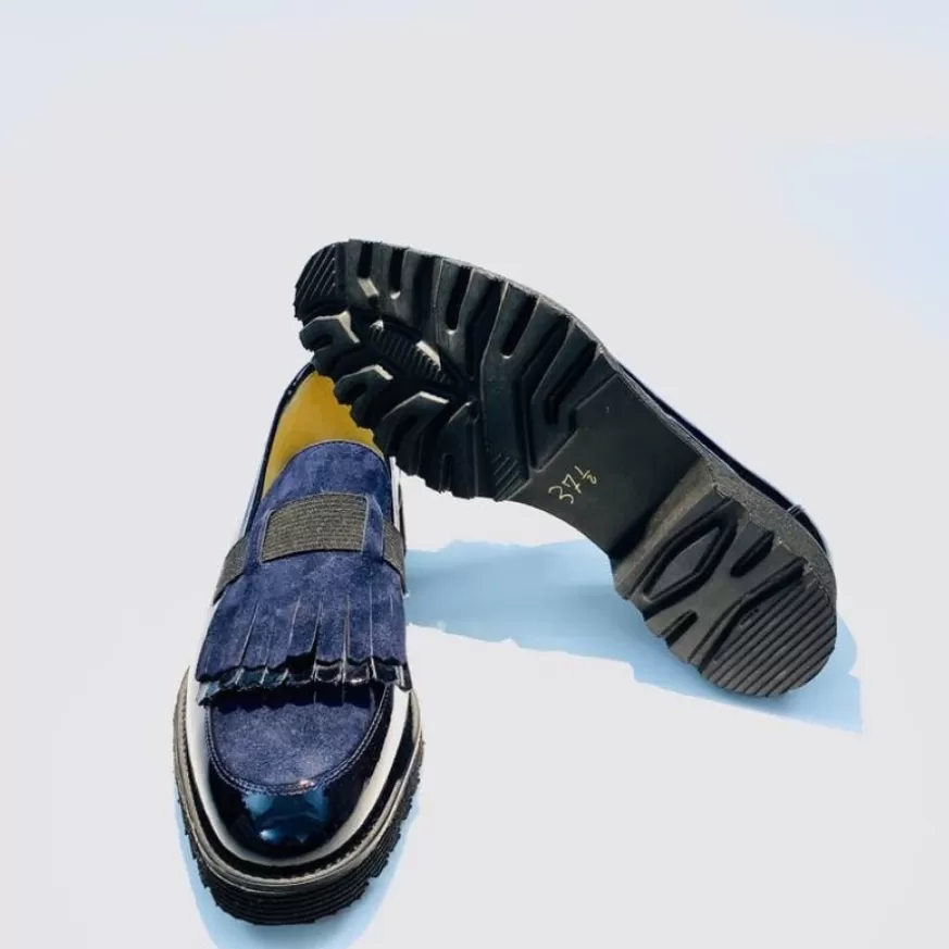 Donna CAMARRI CALZATURE Scarpe Donna | Mocassino Blu Pelle/Camoscio