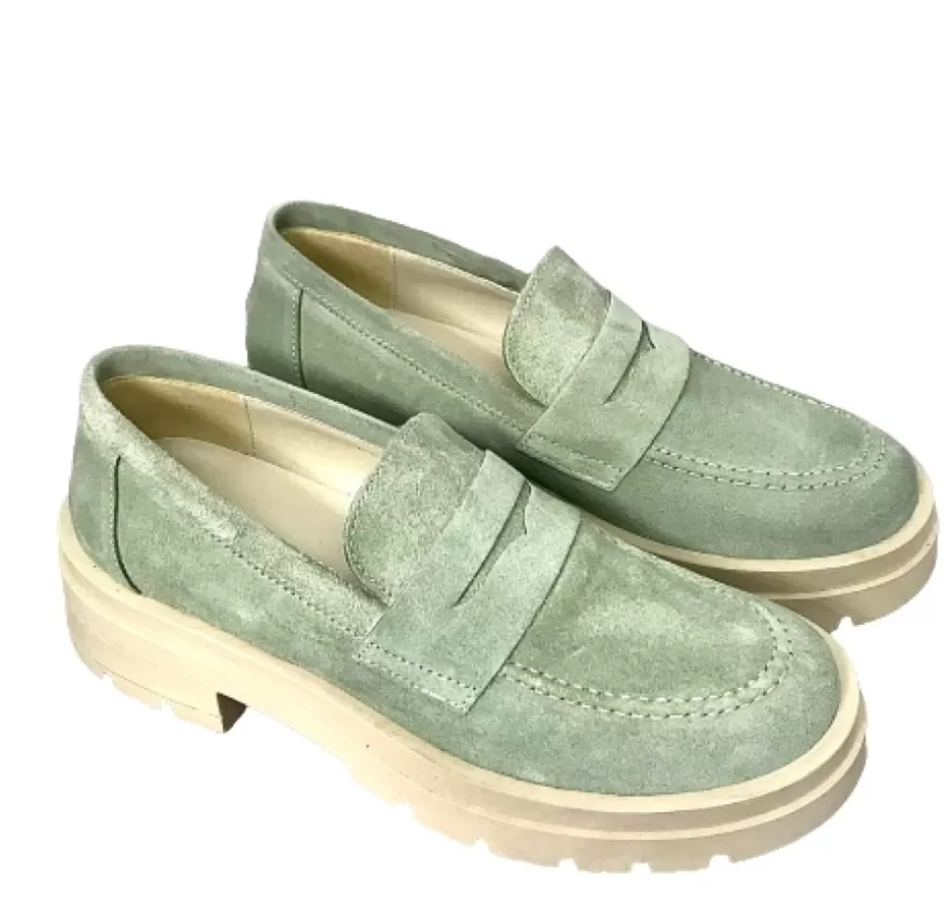 Donna CAMARRI CALZATURE Scarpe Donna | Mocassino Con Suola Carrarmato Salvia