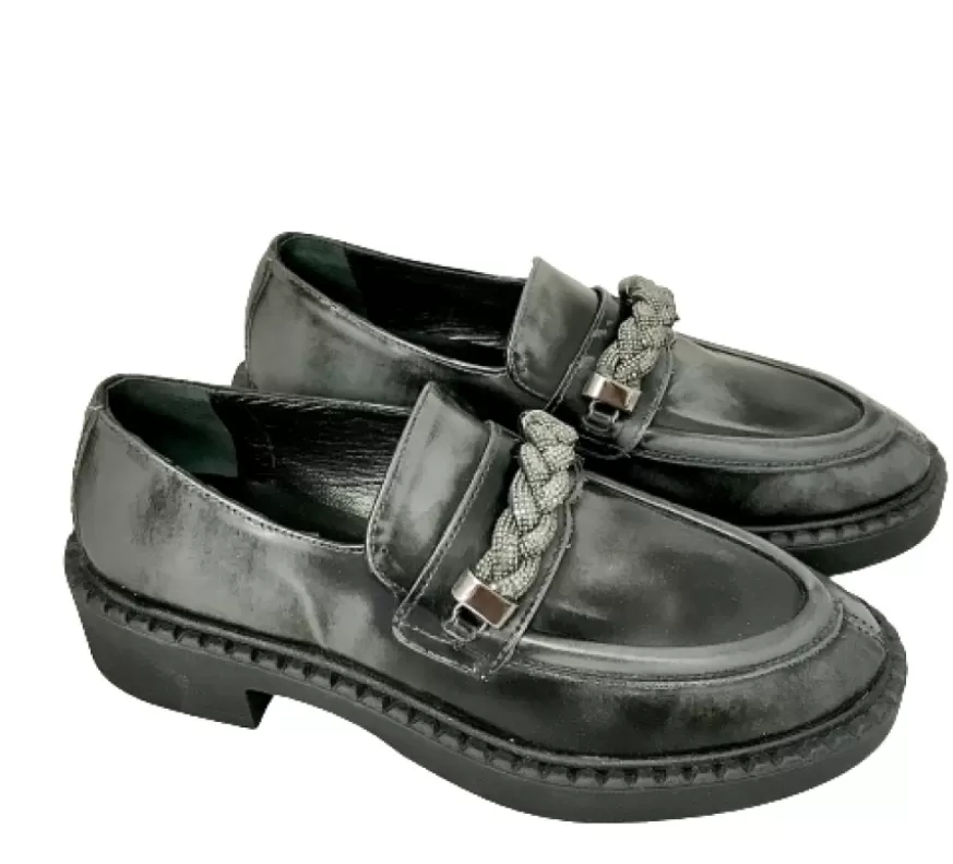 Donna CAMARRI CALZATURE Scarpe Donna | Mocassino Grigio In Pelle Abrasivata