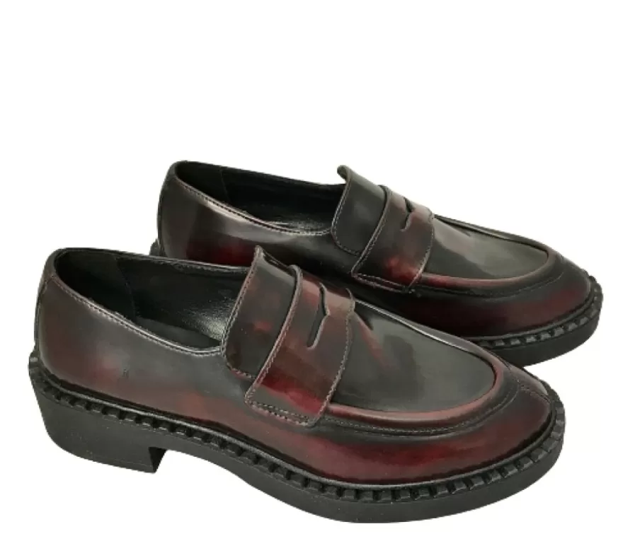 Donna CAMARRI CALZATURE Scarpe Donna | Mocassino In Pelle Abrasivata Bordeaux