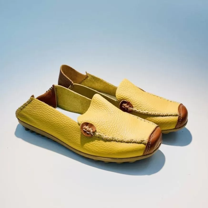 Donna CAMARRI CALZATURE Scarpe Donna | Mocassino In Pelle Giallo