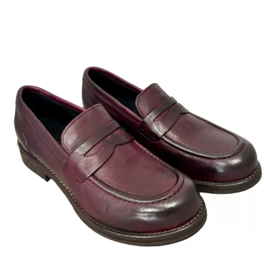 Donna CAMARRI CALZATURE Scarpe Donna | Mocassino In Pelle Tuffata Bordeaux Cucito Blake