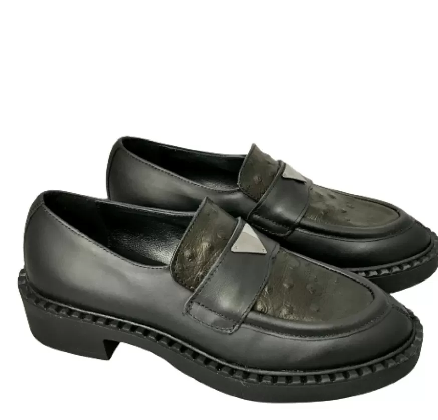 Donna CAMARRI CALZATURE Scarpe Donna | Mocassino Nero E Bronzo In Pelle