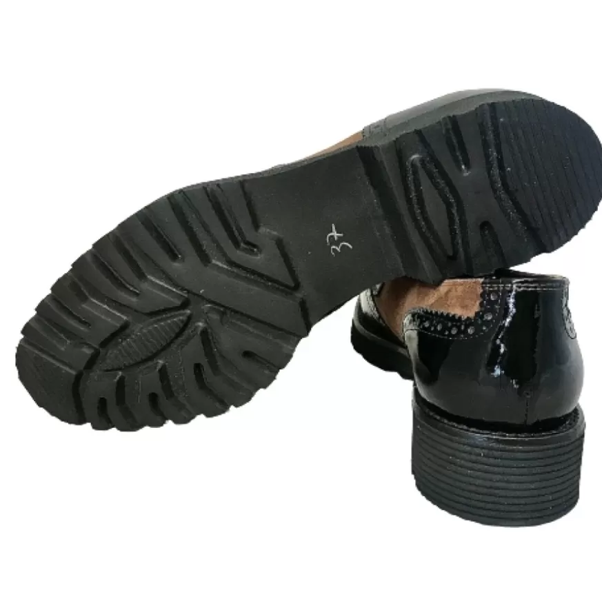 Donna CAMARRI CALZATURE Scarpe Donna | Mocassino Vernice Nera E Camoscio Marrone