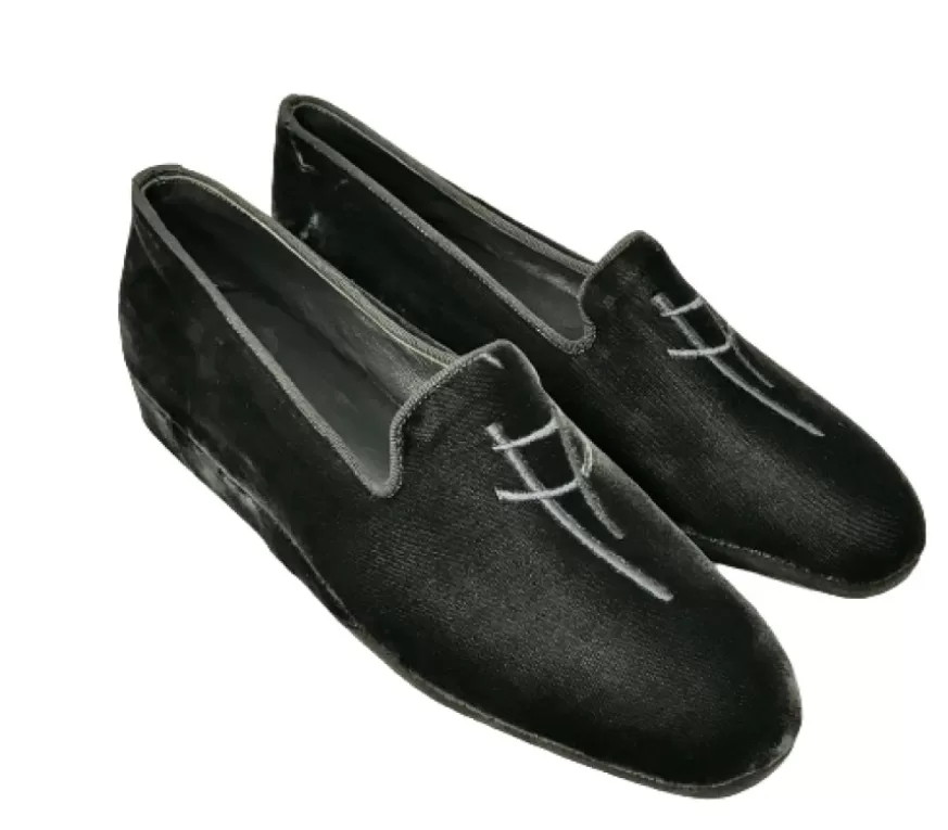 Donna CAMARRI CALZATURE Scarpe Donna | Pantofola In Velluto Grigio Antracite