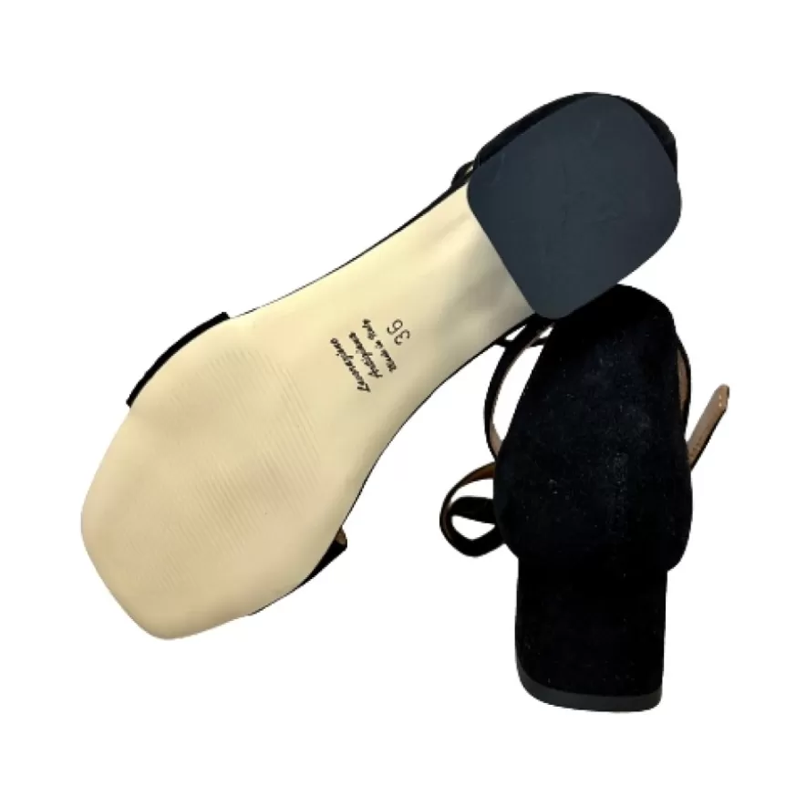 Donna CAMARRI CALZATURE Scarpe Donna | Sandalo Artigianale In Camoscio Nero