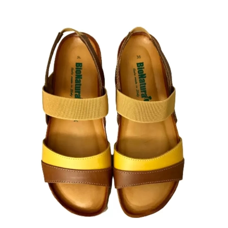 Donna CAMARRI CALZATURE Scarpe Donna | Sandalo Bionatura In Pelle Giallo E Cuoio