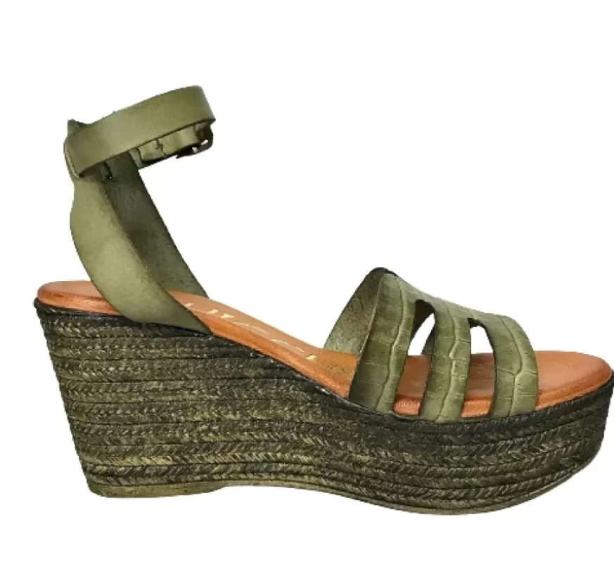 Donna CAMARRI CALZATURE Scarpe Donna | Sandalo Con Zeppa In Pelle Verde