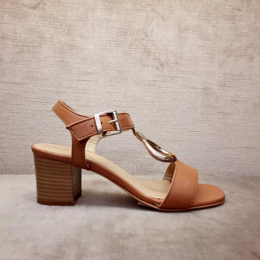 Donna CAMARRI CALZATURE Scarpe Donna | Sandalo Cuoio Con Tacco