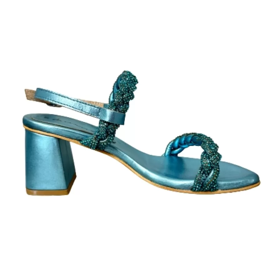 Donna CAMARRI CALZATURE Scarpe Donna | Sandalo Gioiello Azzurro In Pelle