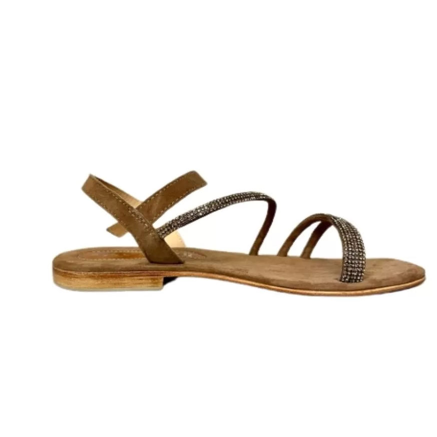 Donna CAMARRI CALZATURE Scarpe Donna | Sandalo Gioiello In Camoscio Cuoio