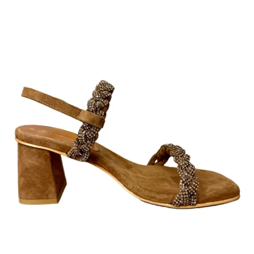 Donna CAMARRI CALZATURE Scarpe Donna | Sandalo Gioiello In Camoscio Cuoio