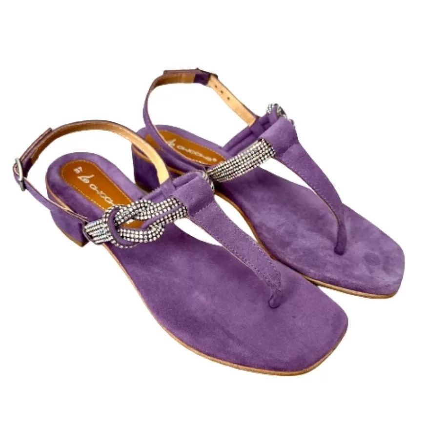 Donna CAMARRI CALZATURE Scarpe Donna | Sandalo Gioiello In Camoscio Lilla