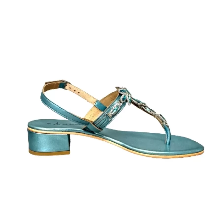 Donna CAMARRI CALZATURE Scarpe Donna | Sandalo Gioiello Infradito In Pelle Azzurra Laminata