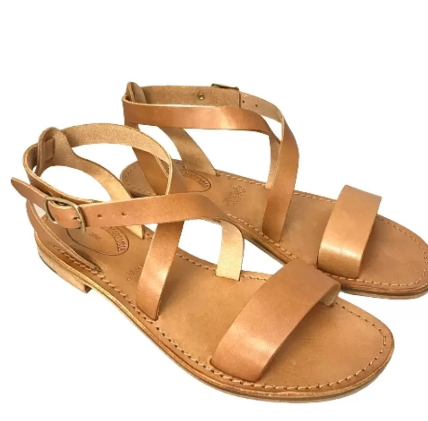 Donna CAMARRI CALZATURE Scarpe Donna | Sandalo In Pelle Cuoio Bruciato Mod. 6807