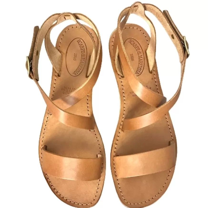 Donna CAMARRI CALZATURE Scarpe Donna | Sandalo In Pelle Cuoio Bruciato Mod. 6807