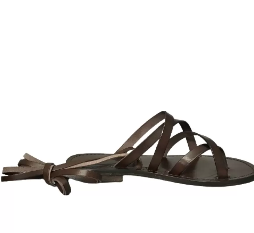 Donna CAMARRI CALZATURE Scarpe Donna | Sandalo In Pelle Testa Di Moro Alla Schiava Mod. 9999