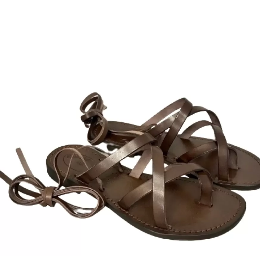 Donna CAMARRI CALZATURE Scarpe Donna | Sandalo In Pelle Testa Di Moro Alla Schiava Mod. 9999