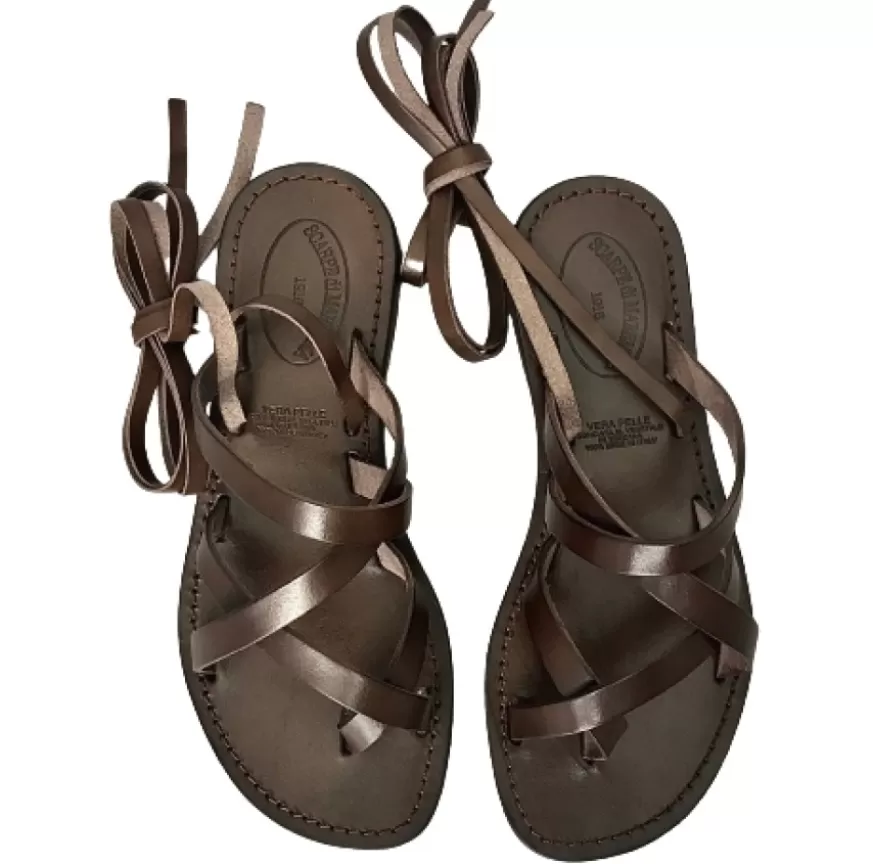 Donna CAMARRI CALZATURE Scarpe Donna | Sandalo In Pelle Testa Di Moro Alla Schiava Mod. 9999