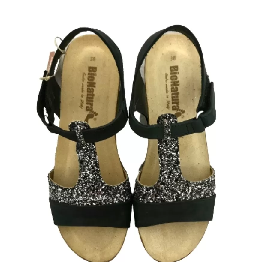 Donna CAMARRI CALZATURE Scarpe Donna | Sandalo Zeppa Bionatura In Pelle Nera