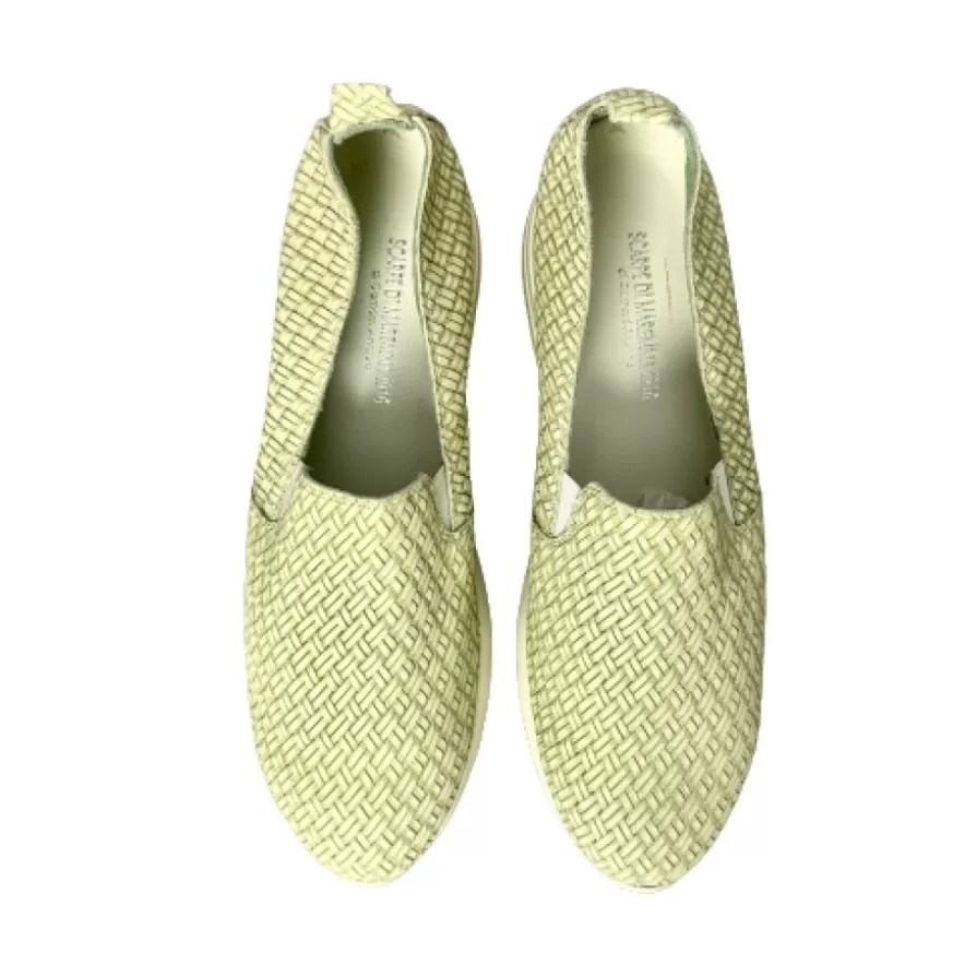 Donna CAMARRI CALZATURE Scarpe Donna | Sneakers Artigianale A Mocassino Effetto Intreccio Verde
