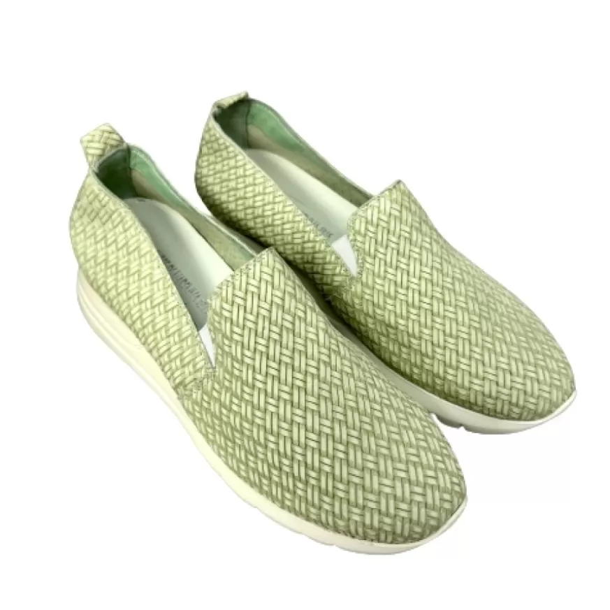 Donna CAMARRI CALZATURE Scarpe Donna | Sneakers Artigianale A Mocassino Effetto Intreccio Verde