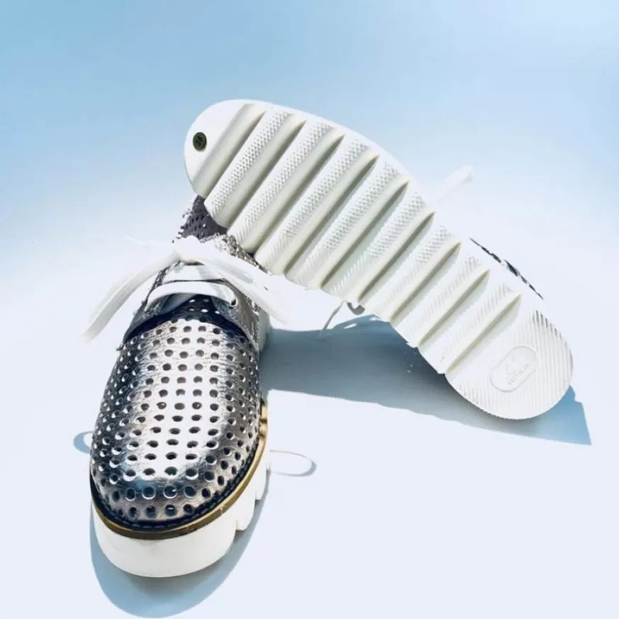 Donna CAMARRI CALZATURE Scarpe Donna | Sneakers Bassa In Pelle Argento