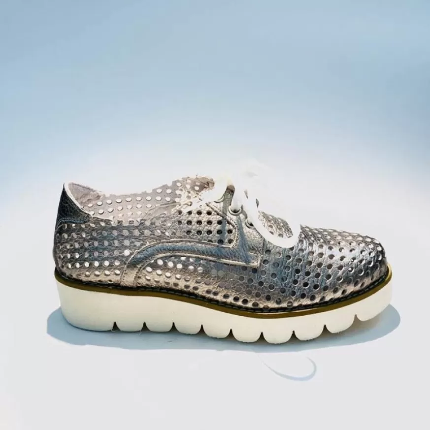 Donna CAMARRI CALZATURE Scarpe Donna | Sneakers Bassa In Pelle Argento