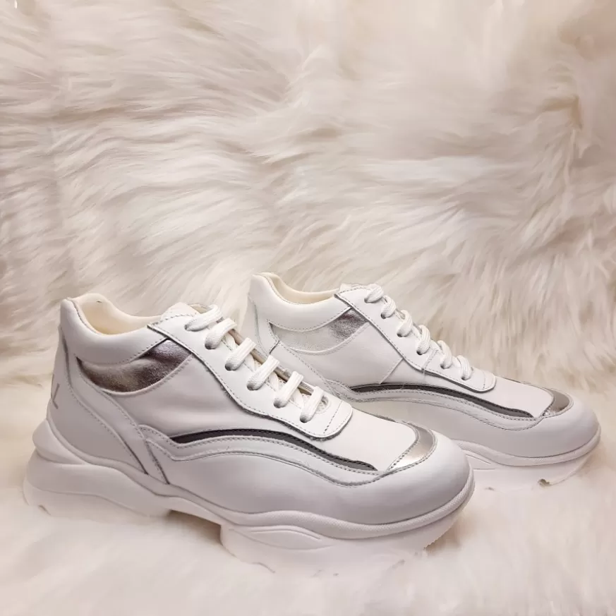Donna CAMARRI CALZATURE Scarpe Donna | Sneakers Kroll Bianca E Argento